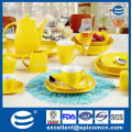 square shape large customized color glaze wholesale ceramic tea pots, yellow color glazed dinner set for daily use